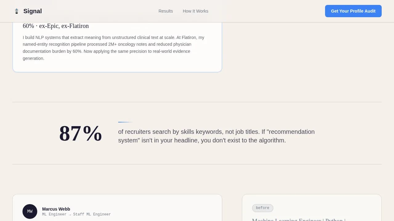 Signal - Precision LinkedIn Optimization Landing Page Template