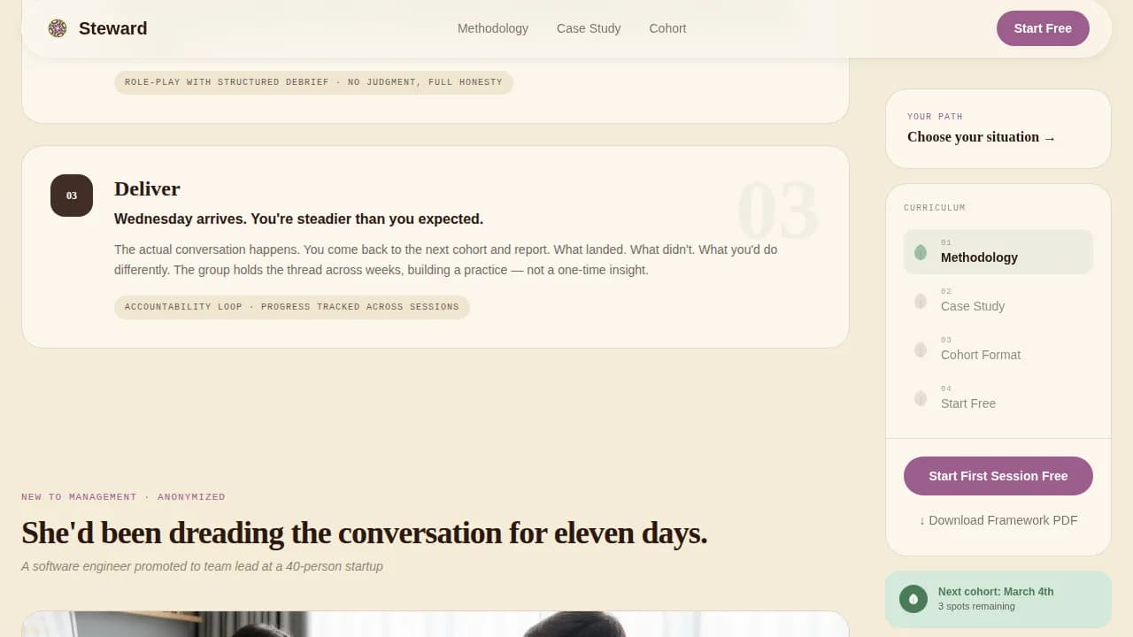 Steward — Immersive Leadership Training Landing Page Template