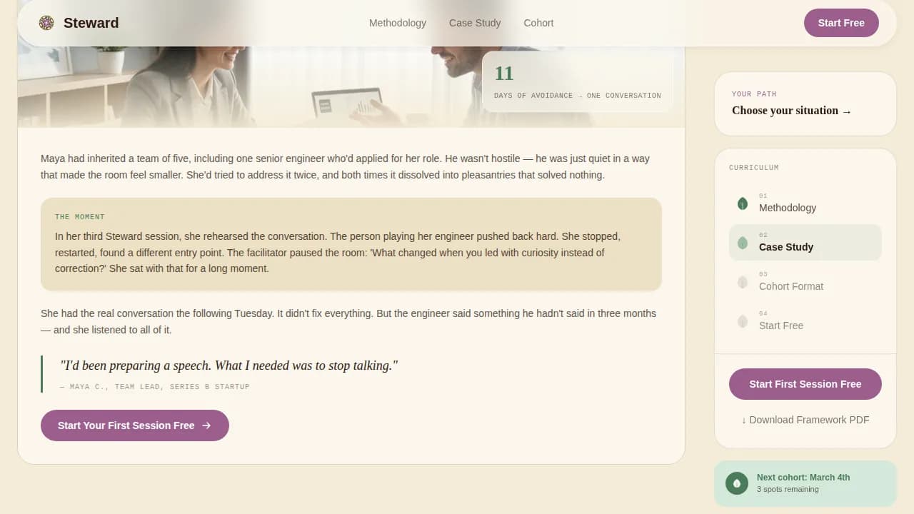 Steward — Immersive Leadership Training Landing Page Template