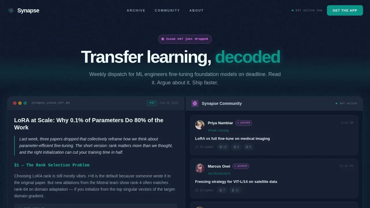 Synapse — Advanced Machine Learning Community Landing Page Template