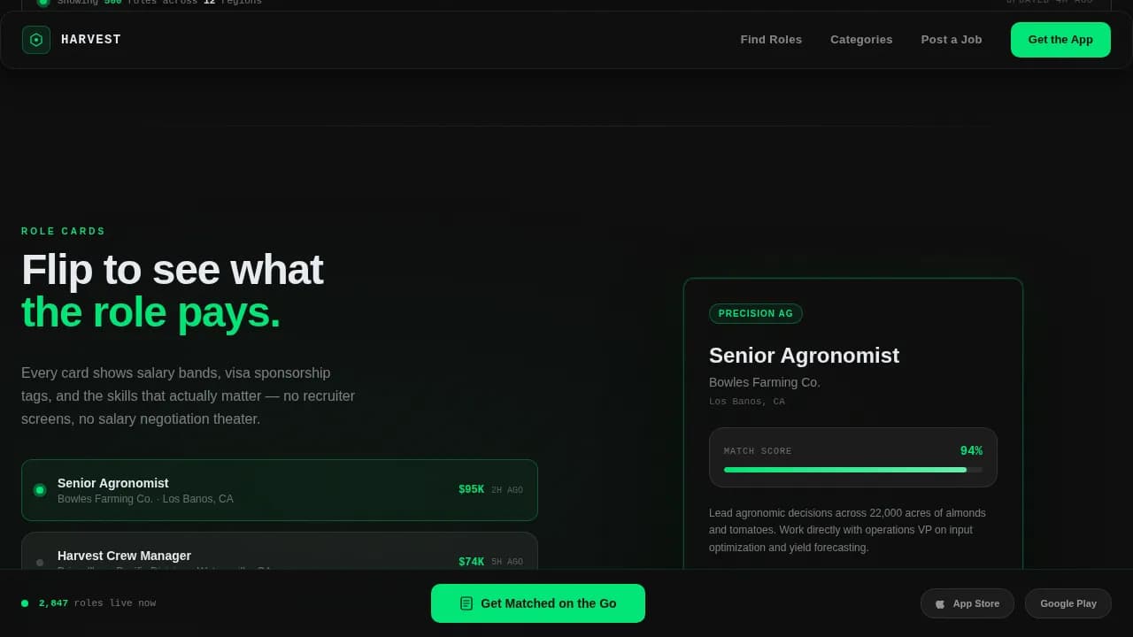 Harvest — Smart Agriculture Recruitment Landing Page Template