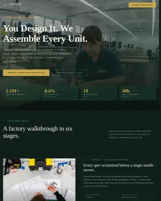 Stitch — Advanced Textile Manufacturing Landing Page Template
