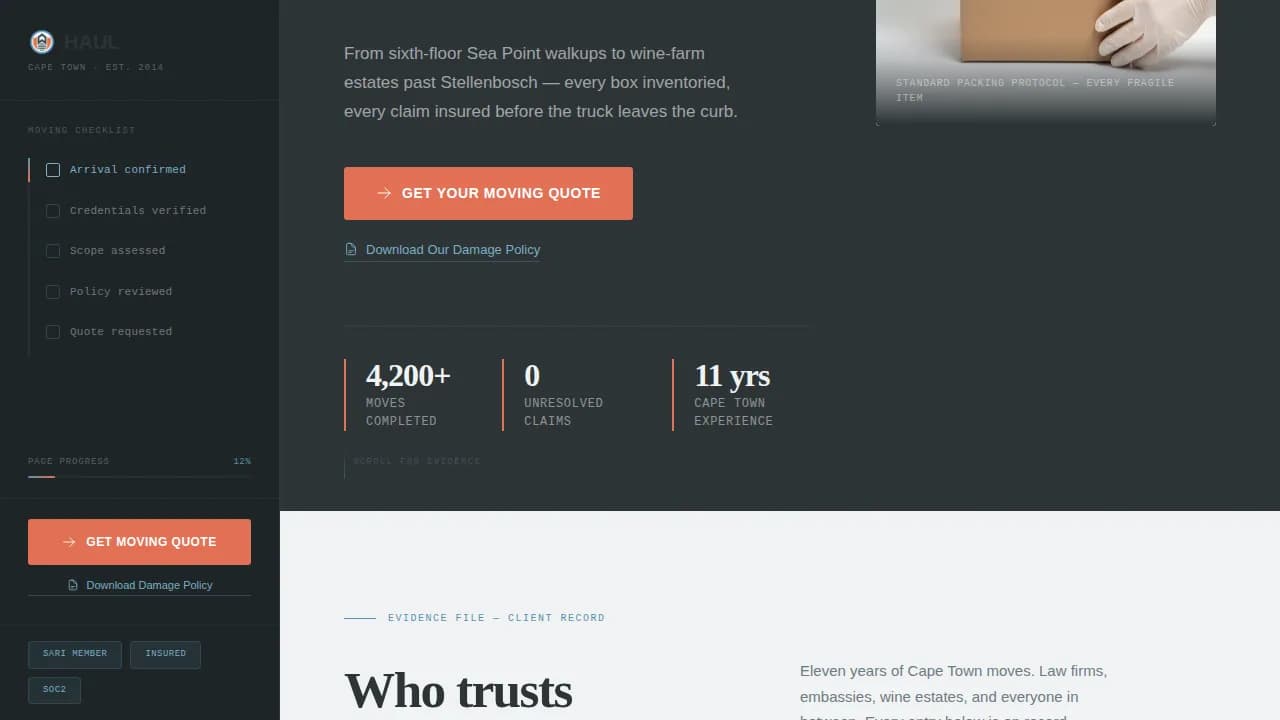Haul - Professional Moving Authority Landing Page Template