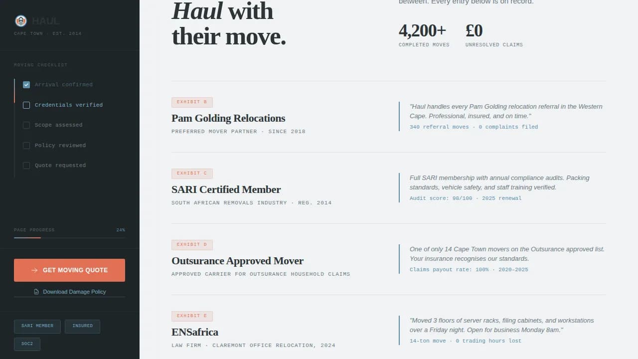 Haul - Professional Moving Authority Landing Page Template