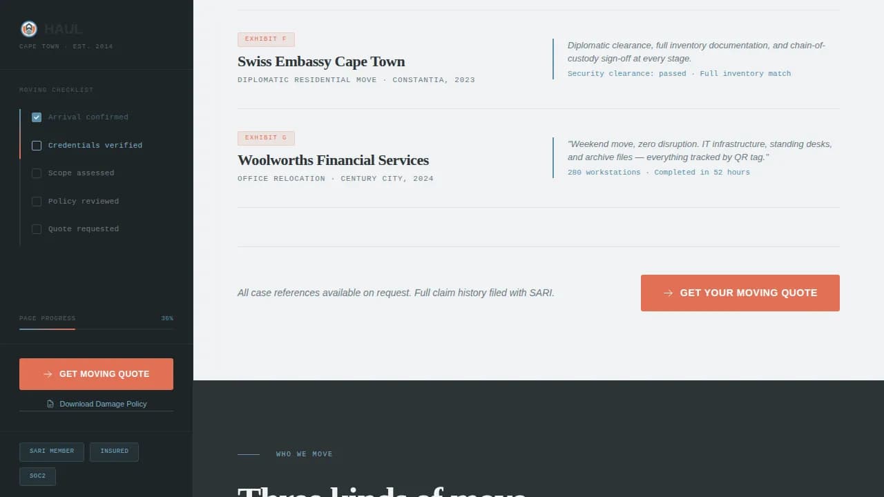 Haul - Professional Moving Authority Landing Page Template