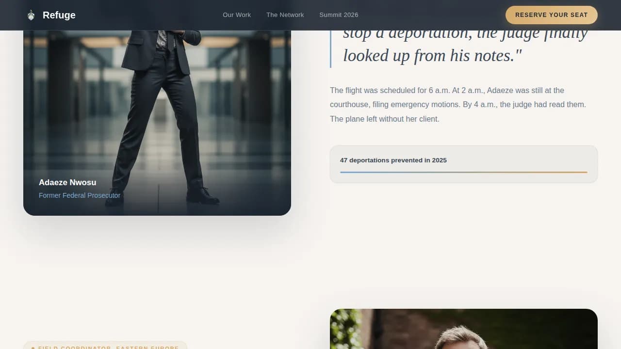 Refuge — Empowered Survivor Advocacy Landing Page Template