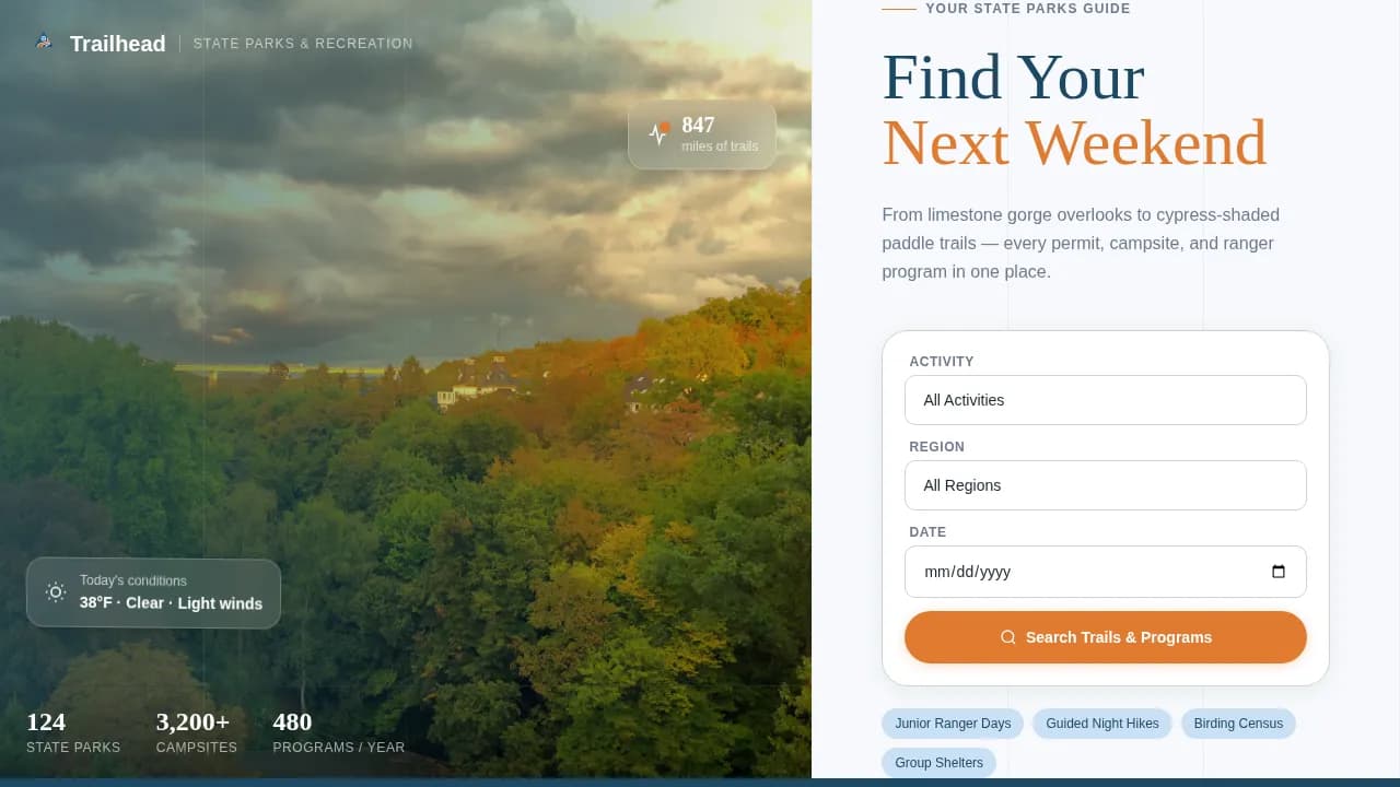 Trailhead — Premium Outdoor Adventure Landing Page Template