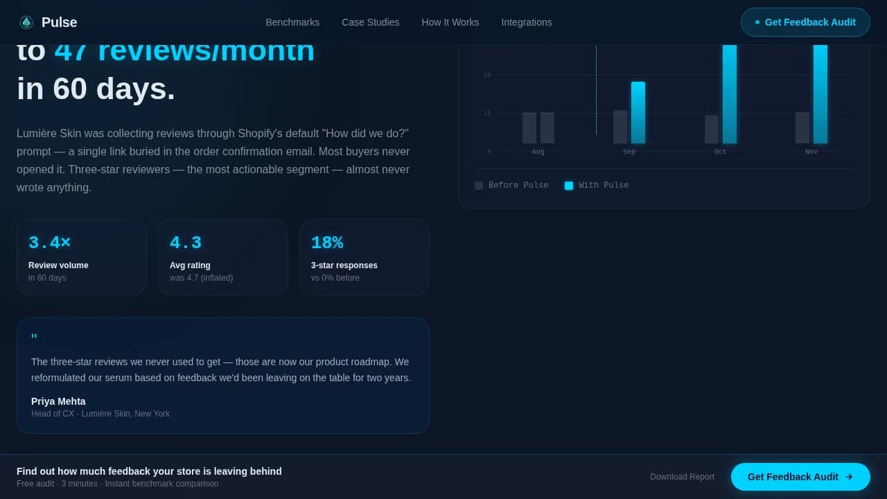 Pulse — Instant Feedback Analytics Dashboard Landing Page Template