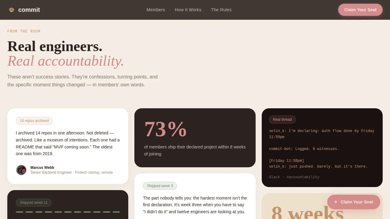 Commit — Rapid Engineering Accountability Landing Page Template