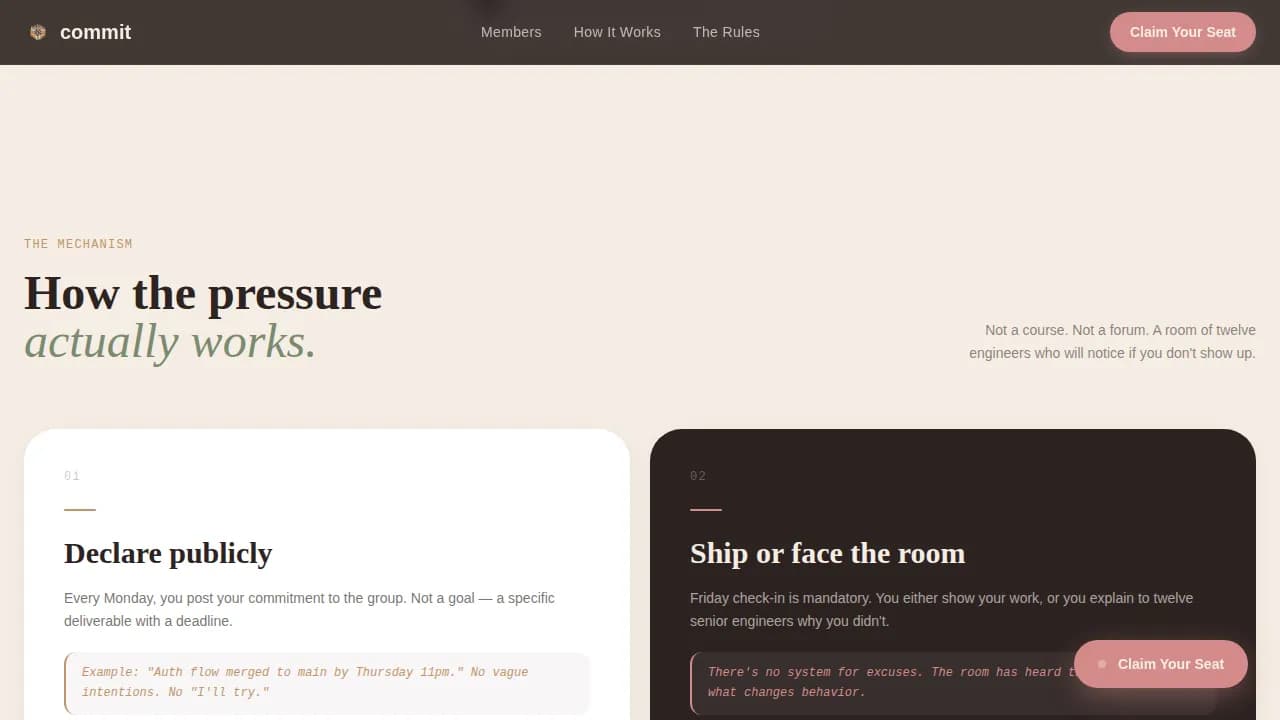 Commit — Rapid Engineering Accountability Landing Page Template
