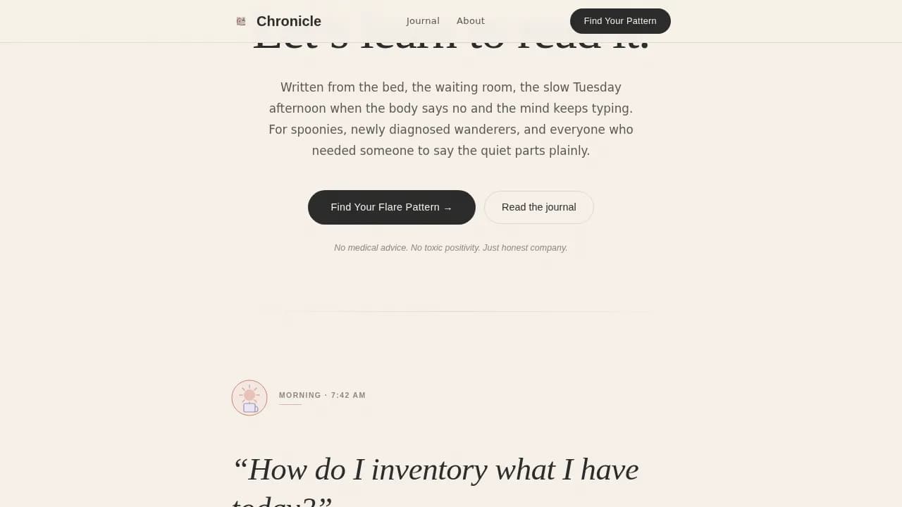 Journal — Compassionate Chronic Wellness Landing Page Template
