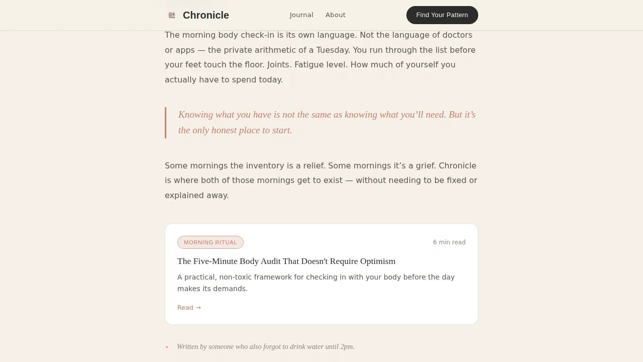 Journal — Compassionate Chronic Wellness Landing Page Template