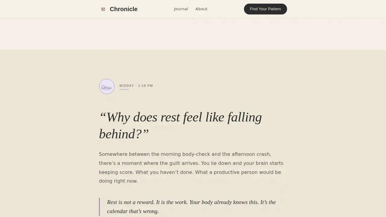 Journal — Compassionate Chronic Wellness Landing Page Template
