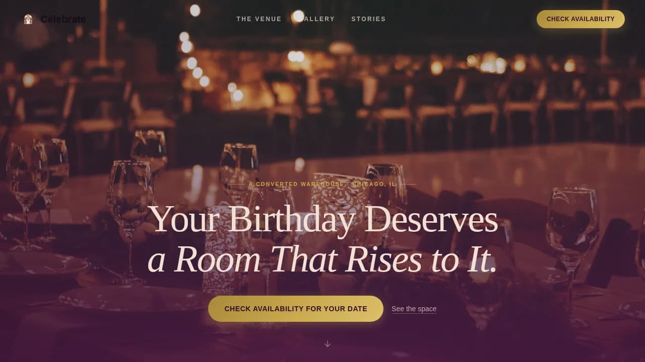 Venue — Premium Party Destination Landing Page Template