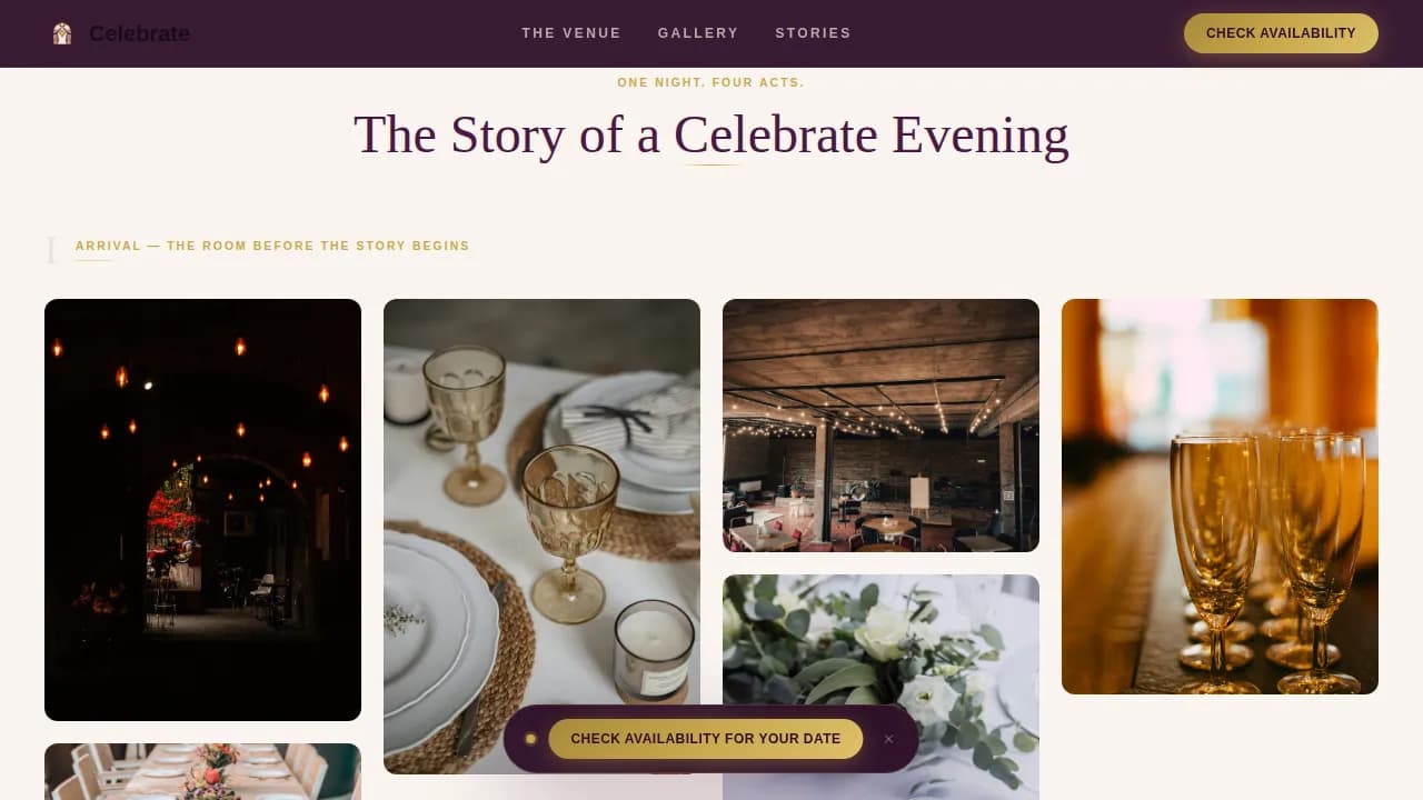 Venue — Premium Party Destination Landing Page Template