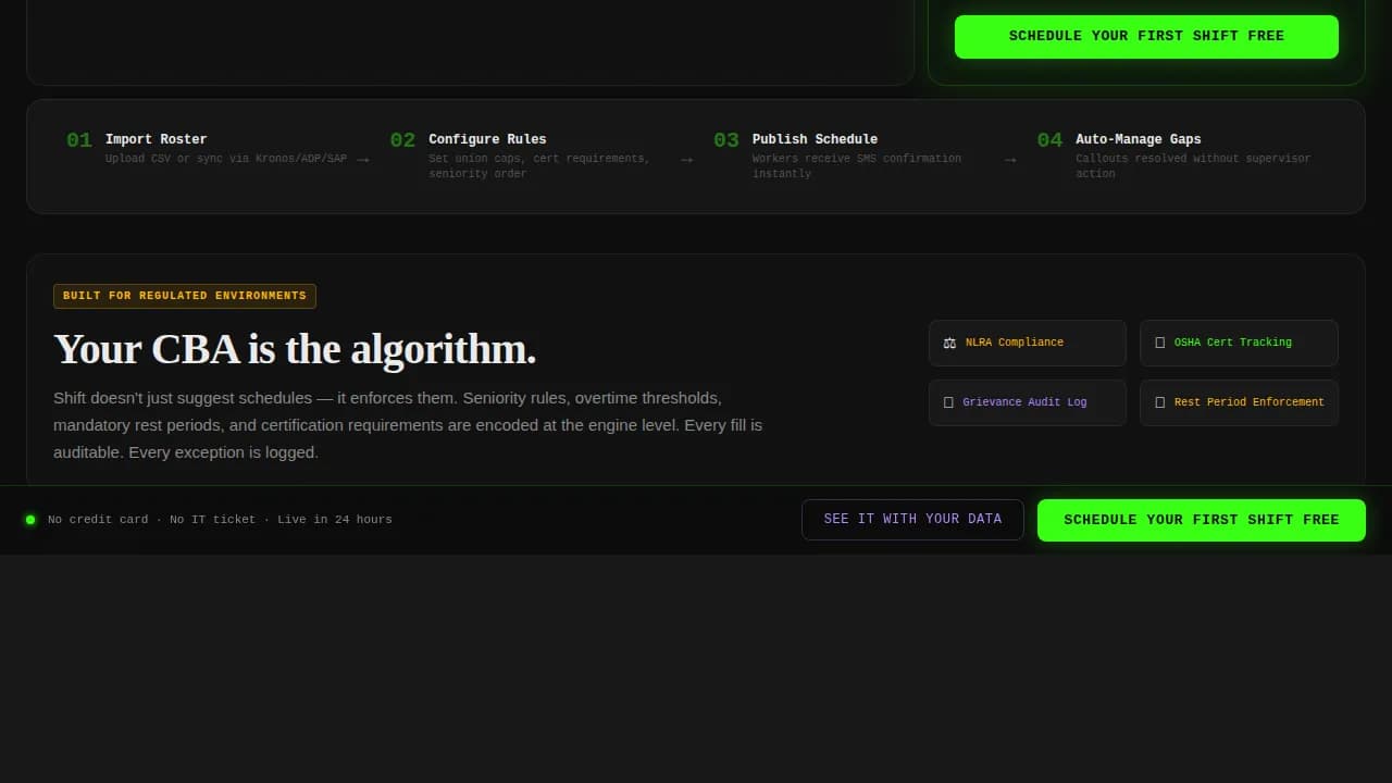 Schedule — Intelligent Production Management Landing Page Template