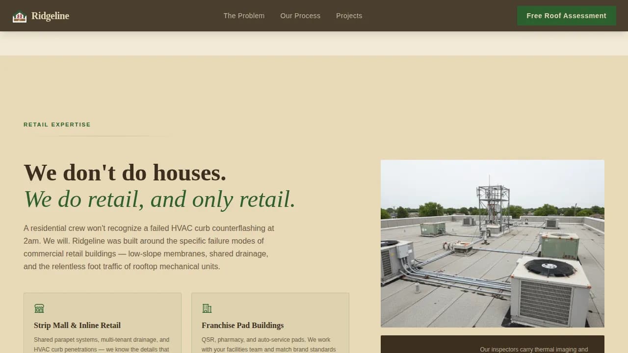 Peak — Certified Residential Roofing Landing Page Template