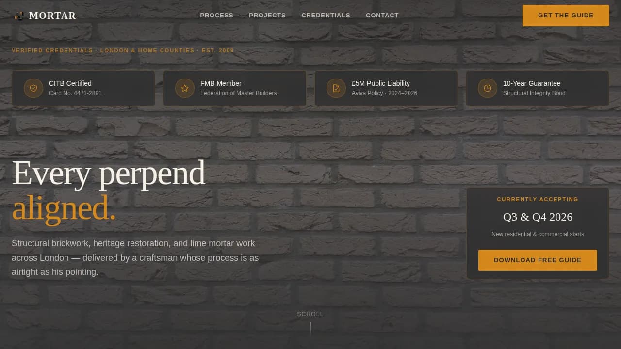 Masonry — Certified Masonry Artisan Landing Page Template