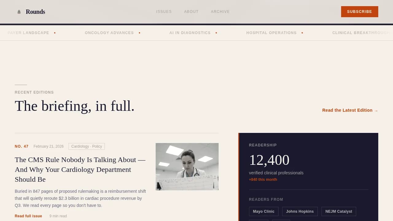 Briefing — Clinical Medical Intelligence Landing Page Template