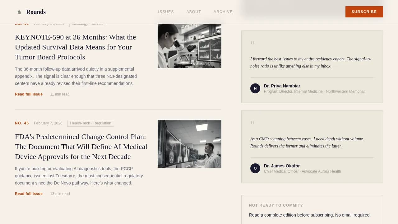 Briefing — Clinical Medical Intelligence Landing Page Template