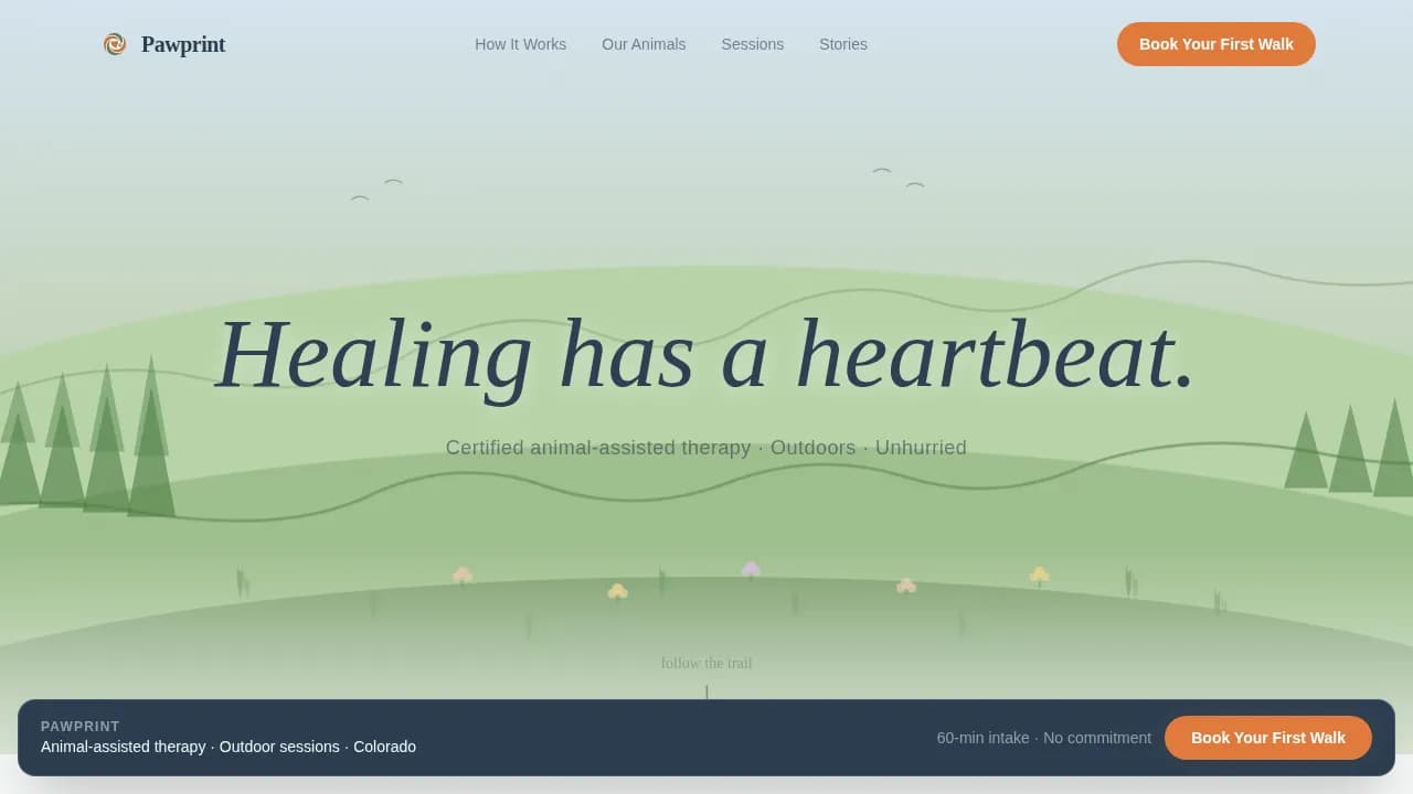 Sanctuary — Therapeutic Pet Services Landing Page Template