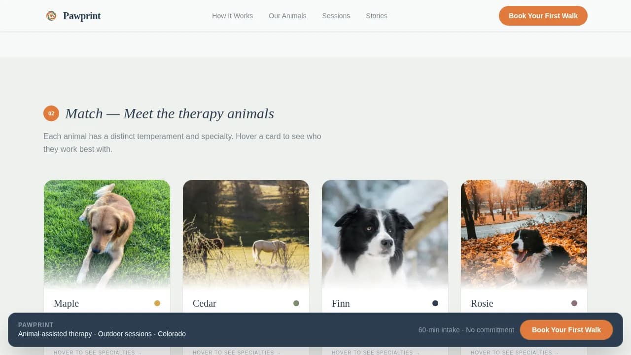 Sanctuary — Therapeutic Pet Services Landing Page Template