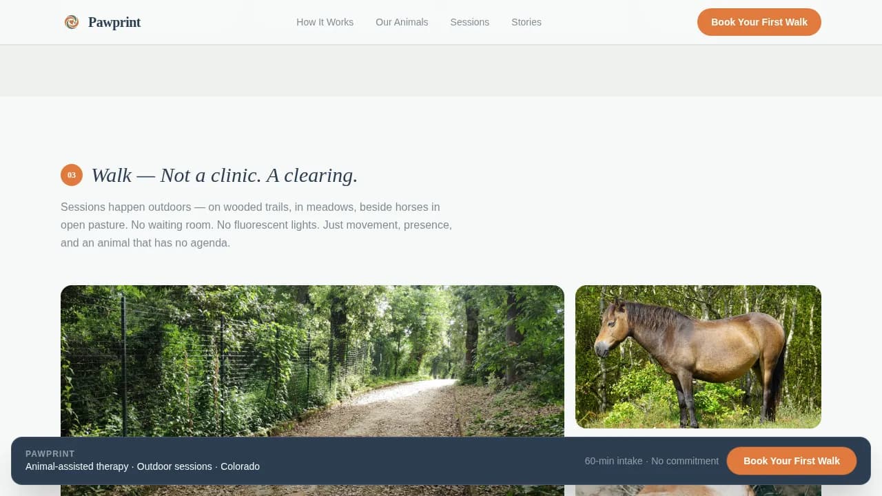 Sanctuary — Therapeutic Pet Services Landing Page Template