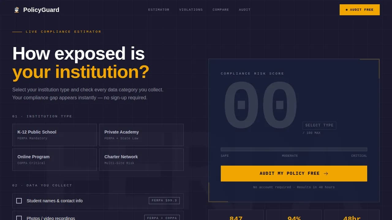 Safeguard — Comprehensive School Policy Landing Page Template