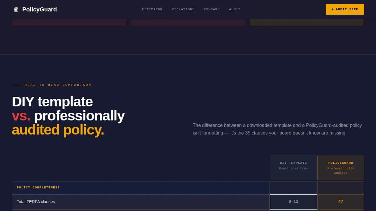 Safeguard — Comprehensive School Policy Landing Page Template