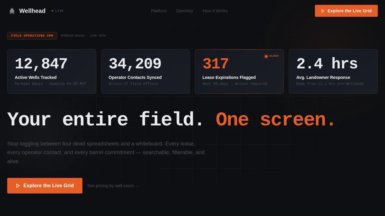 Derrick — Advanced Petroleum CRM Landing Page Template