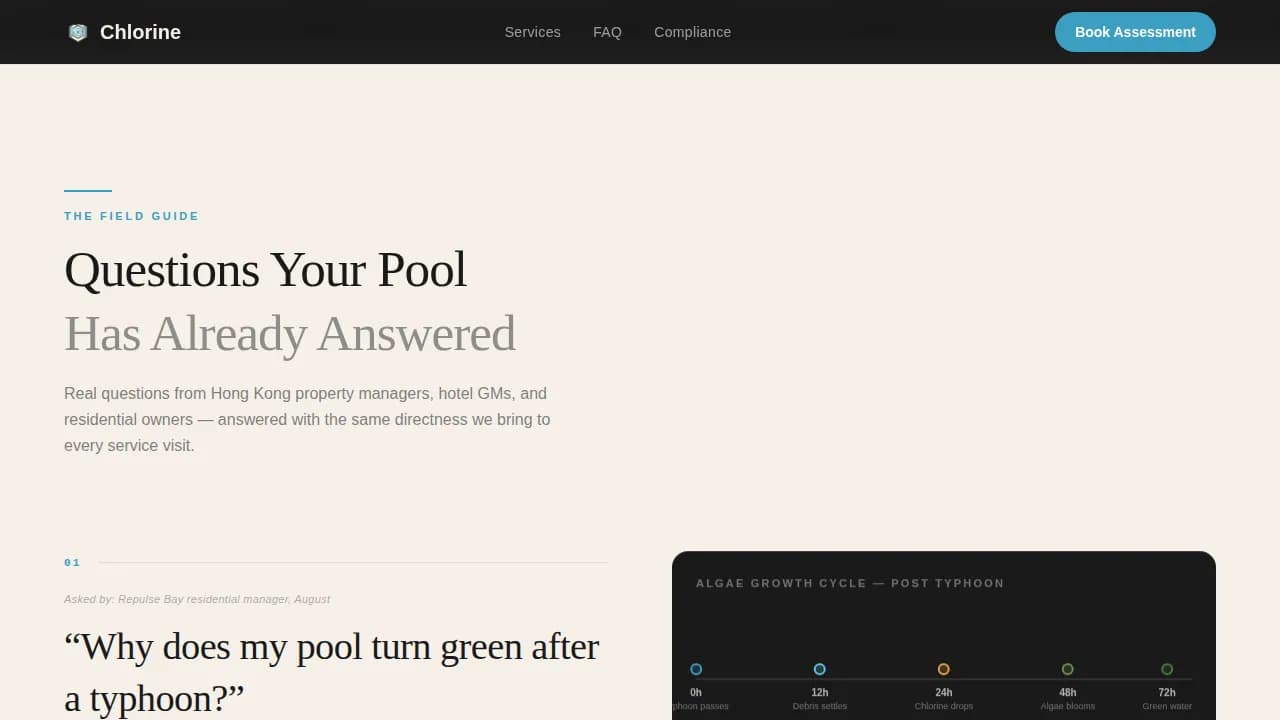 Chlorine - Expert Pool Maintenance Landing Page Template