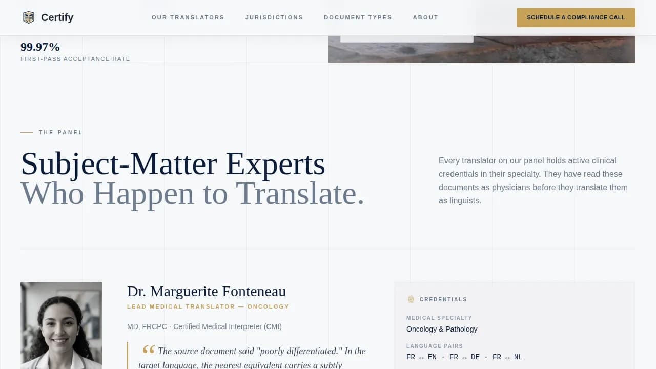 Validate — Expert Medical Translation Landing Page Template