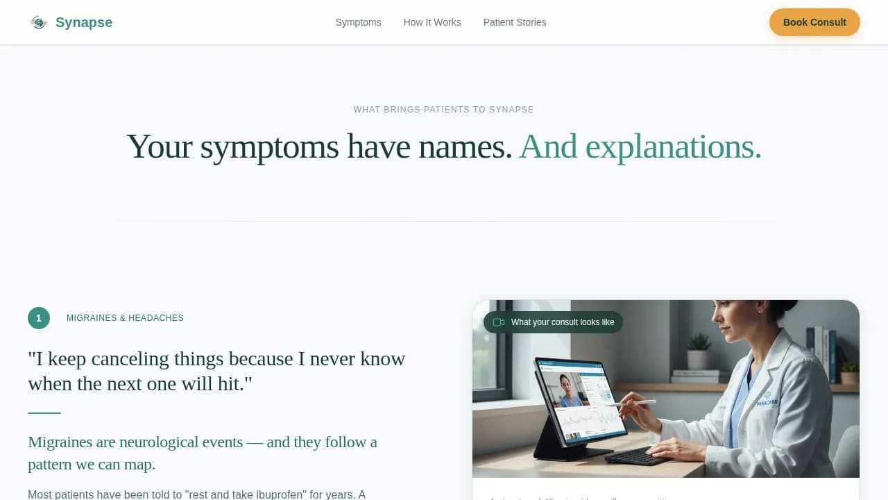 Neuron — Expert Virtual Neurology Landing Page Template