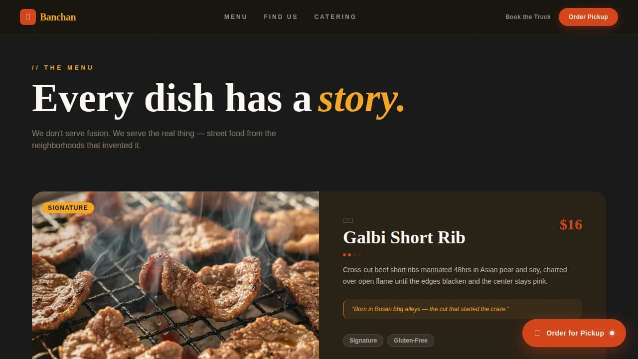 Street — Bold Korean Mobile Cuisine Landing Page Template