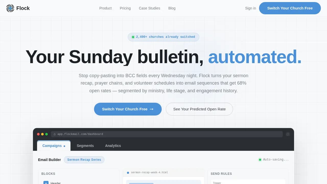 Flock — Smart Congregation Marketing Landing Page Template