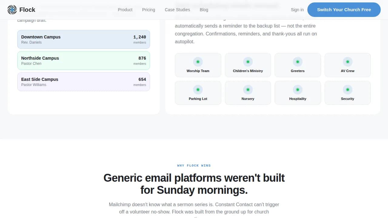 Flock — Smart Congregation Marketing Landing Page Template