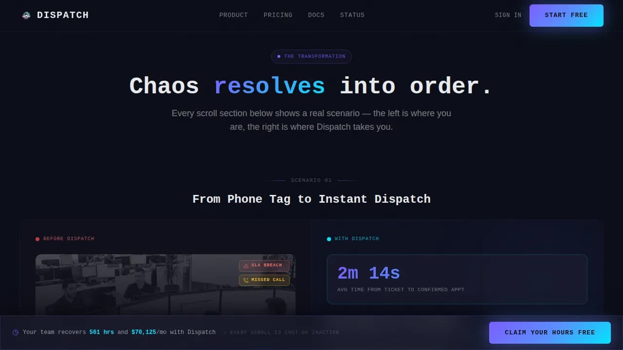 Dispatch - Precision IT Scheduling Landing Page Template