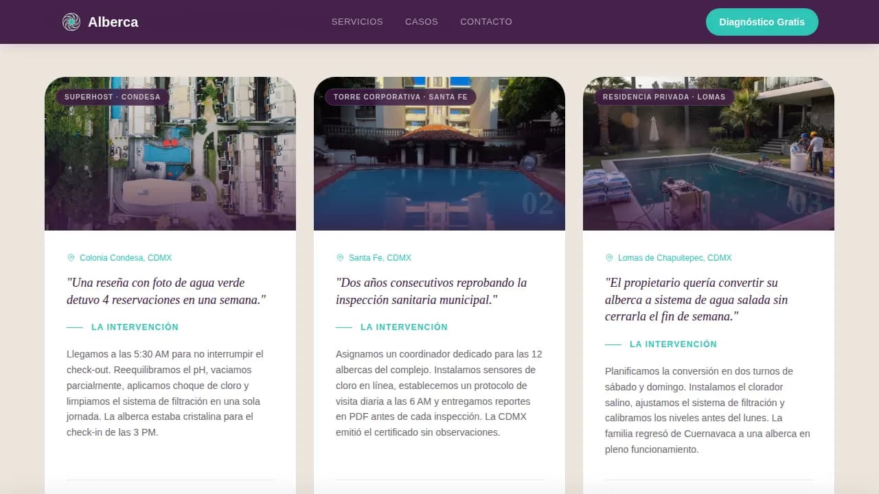 Alberca — Premium Pool Service Landing Page Template