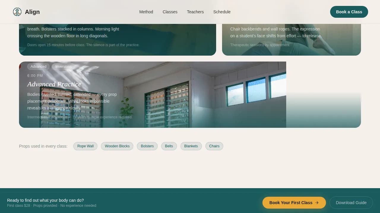 Align — Expert Yoga Studio Booking Landing Page Template