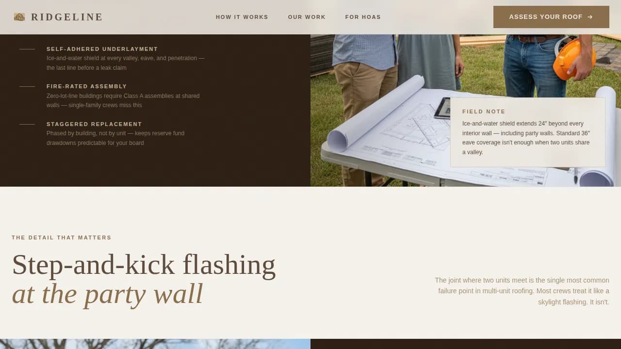 Ridgeline — Expert Roofing Contractor Landing Page Template