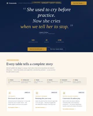 Crescendo — Transformative Music Teacher Landing Page Template