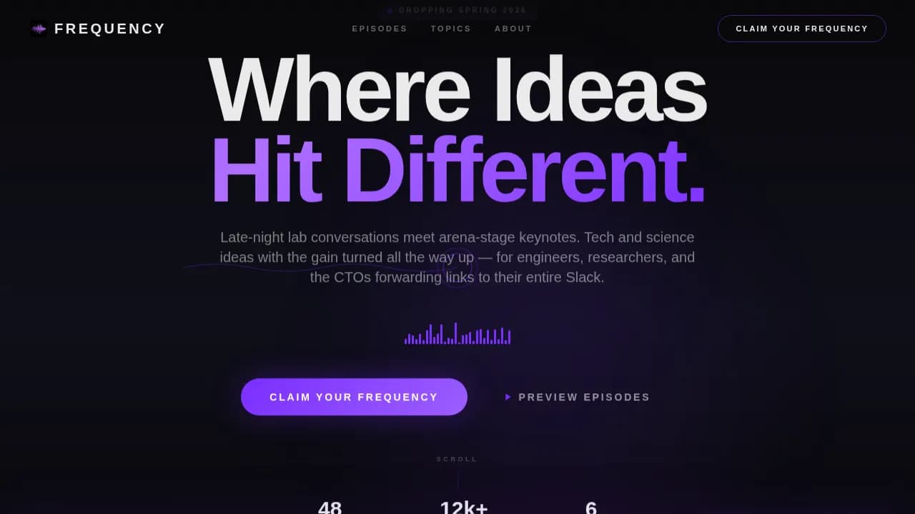 Frequency — Dynamic Energy Tech Podcast Landing Page Template
