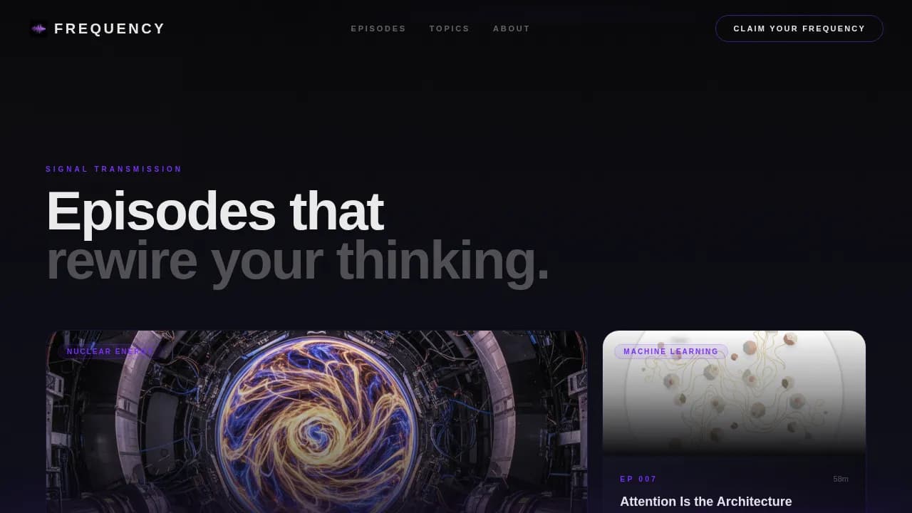 Frequency — Dynamic Energy Tech Podcast Landing Page Template