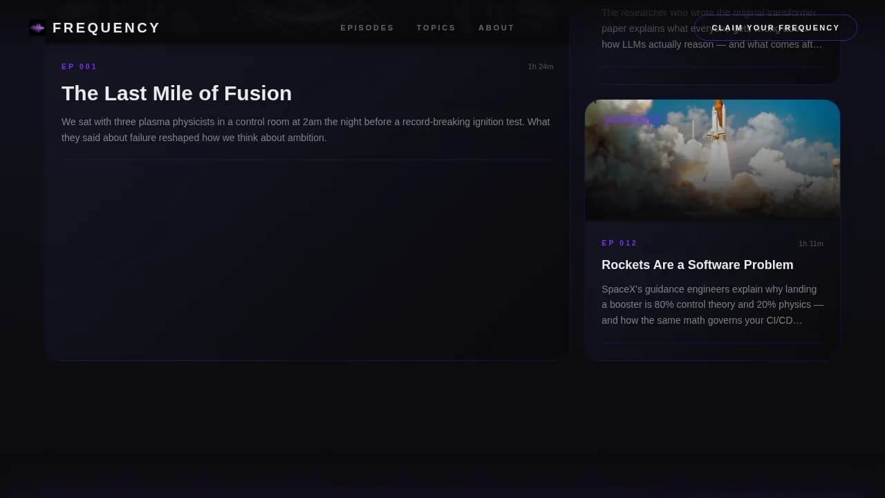 Frequency — Dynamic Energy Tech Podcast Landing Page Template