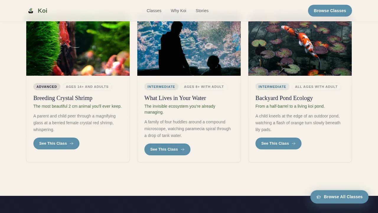 Koi — Trusted Aquarium Training Landing Page Template