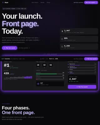 Hunt — Instant Launch Platform Landing Page Template