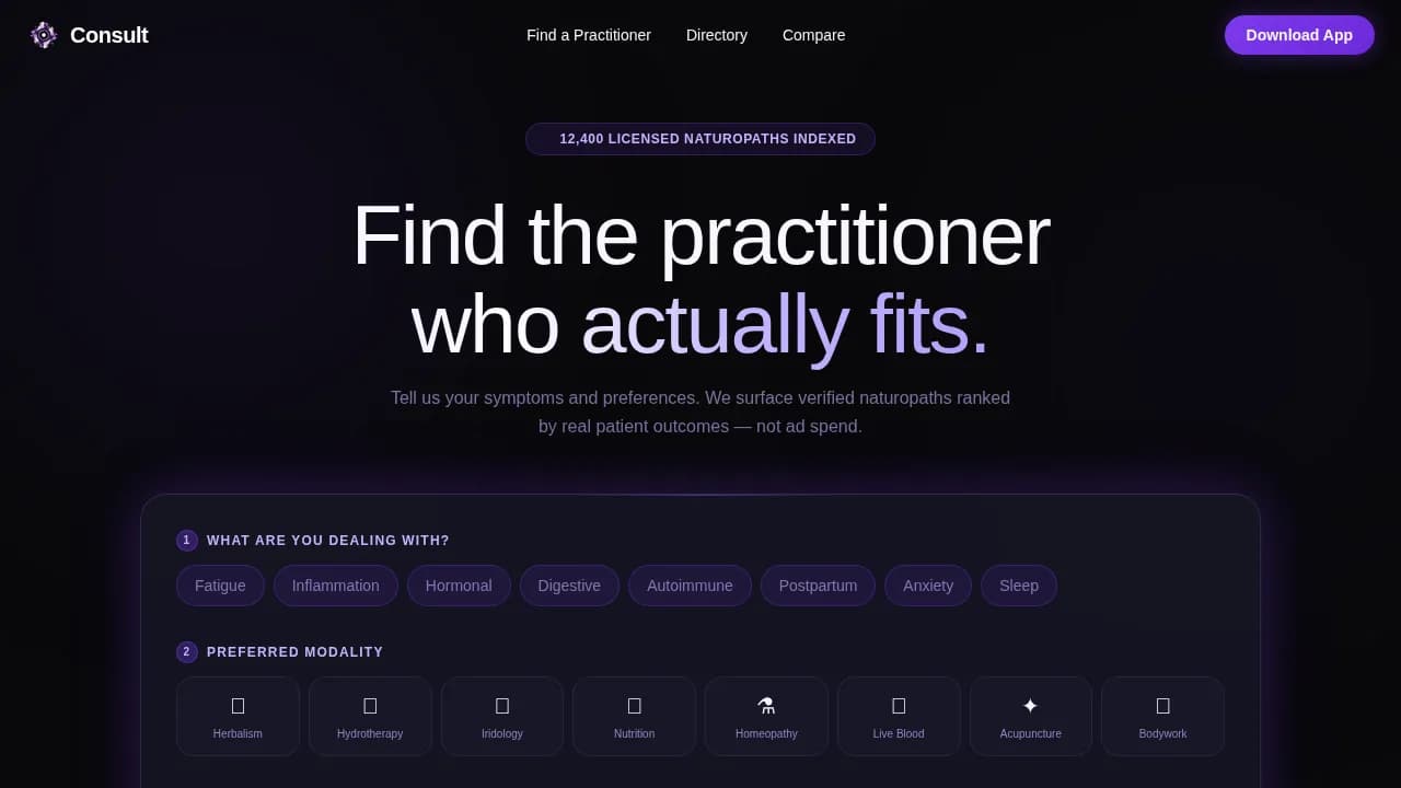 Consult - Smart Naturopath Directory Landing Page Template