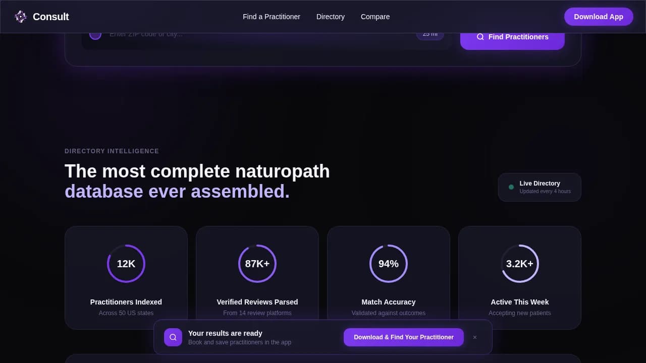 Consult - Smart Naturopath Directory Landing Page Template