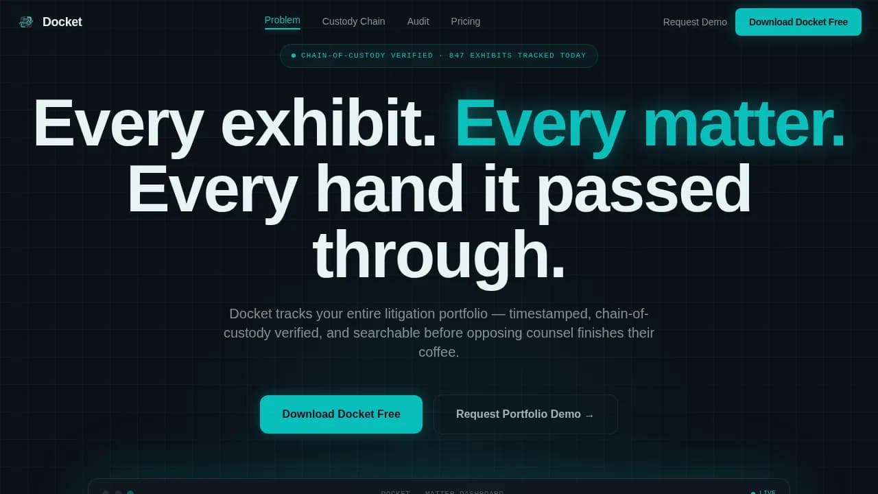 Docket — Secure Legal Inventory Landing Page Template