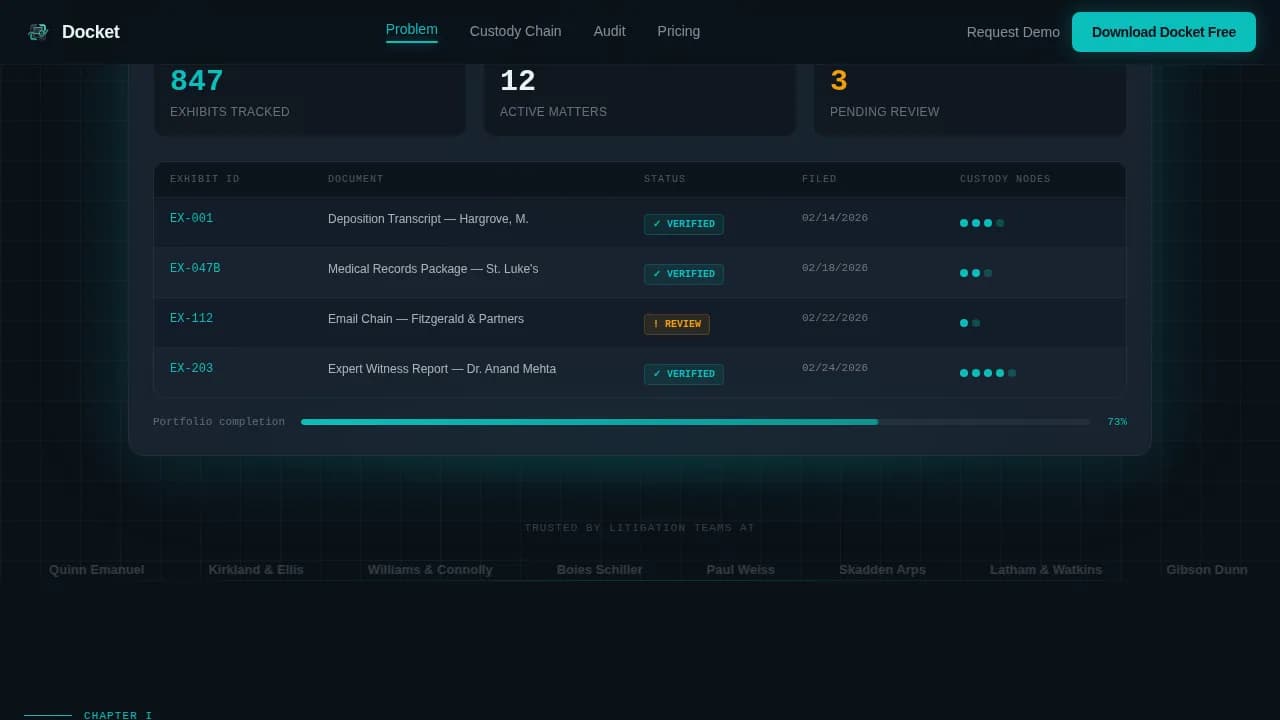 Docket — Secure Legal Inventory Landing Page Template